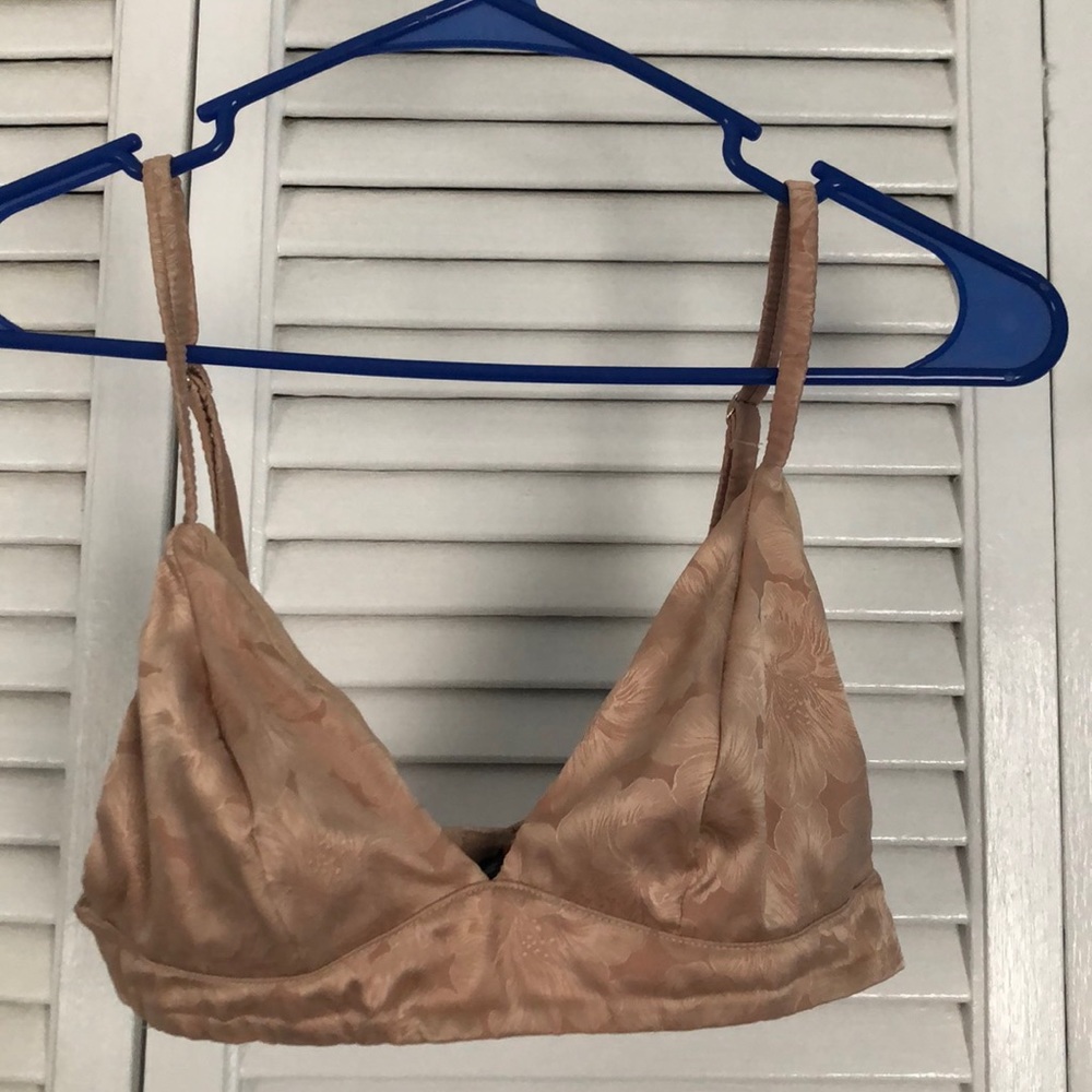 Tan bralette. Cute as a bathing suit top too